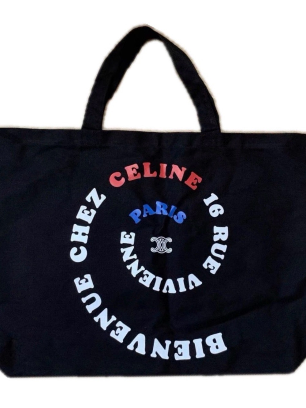🍂Celine Black Logo Canvas Tote Bag with Multicolor Print🍂
